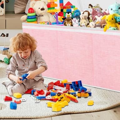 Boxgambol Extra Large Toy Box, Toy Storage Organizer with Lid, Oxford Fabric Collapsible Sturdy Toy Chest Bins Baskets for Livingroom,Playroom, Nursery, Bedroom, Closet (Pink) - Image 8