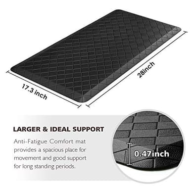 HappyTrends Floor Mat Cushioned Anti-Fatigue ,17.3"x28",Thick Waterproof Non-Slip Mats and Rugs Heavy Duty Ergonomic Comfort Rug for Kitchen,Floor,Office,Sink,Laundry,Black - Image 2