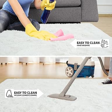 Tepook Area Rugs 9x12 for Living Room, Super Soft Fluffy Rugs for Bedroom, Modern Shaggy Rug Fuzzy Carpets for Kids, Plush Indoor Nursery Home Decor Rug with Non-Slip Bottom, Cream White - Image 7