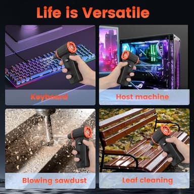 Compressed Air Duster,350,000RPM Turbo Jet Blower with LED Display and Light,4-Gear Adjustable Mini Air Broom,Electric Air Duster for Keyboard,PC,Car and Home,Replace Compressed Air Can (Orange) - Image 7