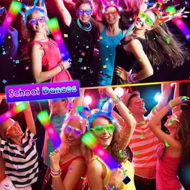 HHJ 284 PCS Glow in The Dark Party Supplies with 200 Glow Sticks 20 Led Glasses 20 Finger Lights 20 Hair Clips Fiber Optic Glow Party Favors for Birthday Wedding Concert 4th of July (284) - Image 6
