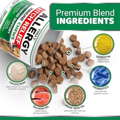 Dog Allergy Relief Chews - Dog Itching Skin Relief Treatment Pills - 170 Treats - Anti-Itch - Itchy and Paw Licking - Hot Spots - Omega 3 Fish Oil - Dry Skin & Coat Supplement - Beef Liver Flavor - Image 3