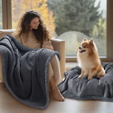 Waterproof Pet Blanket, Liquid Pee Proof Dog Blanket for Sofa Bed Couch, Reversible Sherpa Fleece Furniture Protector Cover for Small Medium Large Dogs Cats, Dark Gray Medium(57" x 40") - Image 9