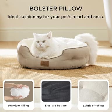 Bedsure Dog Beds for Small Dogs - Round Cat Beds for Indoor Cats, Washable Pet Bed for Puppy and Kitten with Slip-Resistant Bottom, 20 Inches, Camel - Image 3