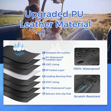 HOB4U Back Seat Extender for Dogs, Hard Bottom Dog Car Seat Cover for Truck Back Seat, Upgraded PU Leather Dog Hammock for Car, Waterproof, Anti Scratch, Larger Space, Holds 400lbs - Image 3