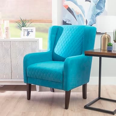 Powell Glenn Teal Wingbacked Accent Chair with Quilted Seat - Image 2