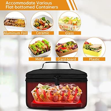 Aotto Portable Oven, Electric Lunch Box Food Heater - 12V/24V/110V 3-in-1 Car Food Warmer - Mini Personal Microwave Heated Lunch Box Warmer for Car, Truck, Travel, Office & Home Use - Black - Image 9