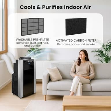 Whynter Portable Air Conditioner 14,000 BTU with Dual Hose Dehumidifier & Cooling Fan for 500 Sq Ft Rooms, Includes AC Unit Window Kit, ARC-14S (9,500 SACC) - Image 6