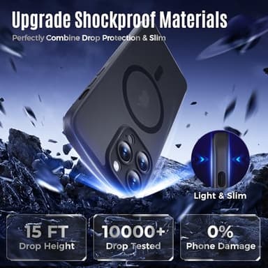 Symcele Designed for iPhone 14 Pro Case, Compatible with MagSafe, with Privacy Screen Protectors X2, [Camera Protection] [15FT Military Drop Protection] Shockproof Phone Case, 6.1", Black - Image 5