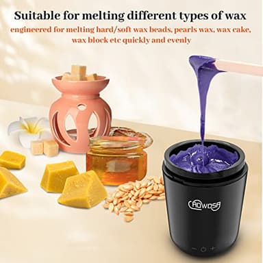 Mini Wax Pot Warmer for Hair Removal, Professional Portable Digital Wax Heater Machine for Facial Body SPA Salon, with 200ml Non-stick Pot, ℃/℉ Switchable Display, 100 Brow Sticks - Image 2