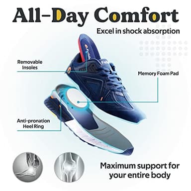 FitVille Wide Walking Shoes for Men Wide Width Sneakers for Flat Feet Arch Fit Heel Pain Relief - Rebound Core (12 Wide, Majolica Blue) - Image 4