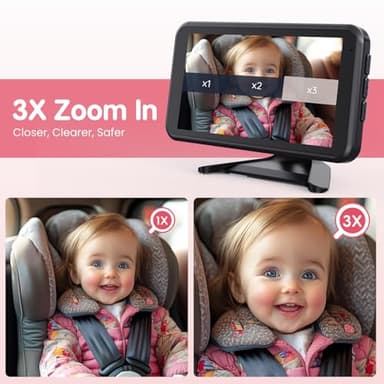 LUCKVIEW BM2A Baby Car Camera – 3X Zoom to See Baby Clearly, 5.2" 1080P Display & Auto IR Night Vision, Rear-Facing View Monitor, Easy Install for Parents & Pet Owners - Image 2