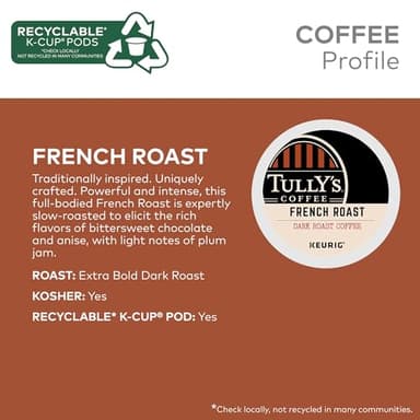 Tully's Coffee French Roast, Keurig Single Serve K-Cup Pods, Dark Roast Coffee, 60 Count, (6 Packs of 10) - Image 3