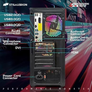 STGAubron Gaming PC Computer Desktop, Intel 10th Gen G5905 3.5G, Radeon RX 580 8G GDDR5, 16G DDR4, 512G SSD, WiFi, BT 5.0, RGB Fan x 4, Windows 11 Home - Image 5