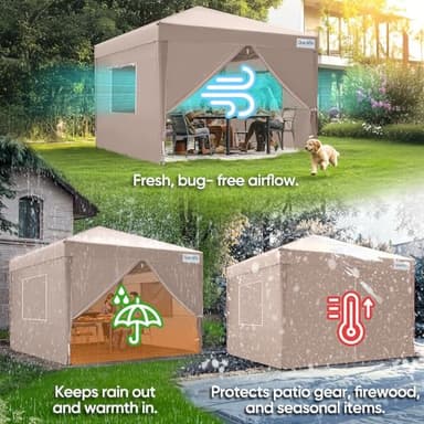 Quictent Privacy 10x10 Pop up Canopy Tent with Sidewalls and Roll-up Ventilated Windows, One Person Setup, Easy Outdoor Commercial Gazebo Shelter Enclosed Waterproof, Bonus 4 Sandbags - Image 3