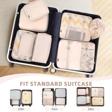 BAGAIL 8 Set Packing Cubes Luggage Packing Organizers for Travel Accessories-Cream - Image 5