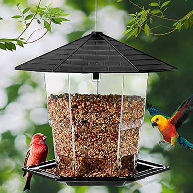 Jealoeur Bird Feeders for Outdoors Hanging Bird Feeder Wild Birds Seed, Black - Image 2