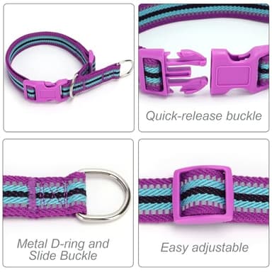 Mycicy Reflective Slip Dog Collar, Martingale Collar for Dog Training with Quick-Release Buckle Stop, No Pull Pet Collars for Small Medium Large Dogs (Purple-L) - Image 6