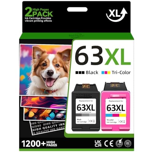 Neiber Compatible 63XL Ink Cartridge Replacement for HP Officejet 3830 4650 5255 5258 Envy 4520 3634 DeskJet 1112 2132 3630, Black, Tri-color, 2-Pack - Image 1