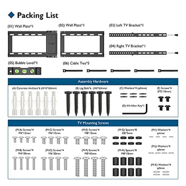 BONTEC TV Wall Mount for 37–85 Inch TVs, Tilting TV Mount Bracket for LED LCD OLED Flat Curved Screens, Low Profile 1.5in Design, Max VESA 600x400mm, Supports up to 132lbs, Fits 55 65 75 85 Inch - Image 8