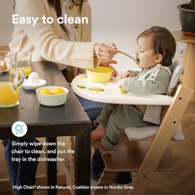 Stokke Tripp Trapp High Chair 2 (Warm Brown), Cushion 2 (Glacier Green) + Stokke Tray (White) - Includes Chair + Baby Set with Removable Harness for Children 6-36 Months - Image 7