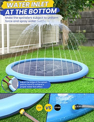 75inch Large Dog Splash Pad Non-Slip, Pet Dogs Cool Sprinkler Pool Heavy Duty L Splash Pads for Kiddie Baby Wading Pool Summer Outdoor Play Water Fun Toy Gift Easy to Use/Clean - Image 4