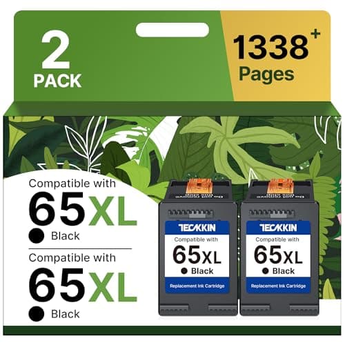TECKKIN 65XL Black Ink Cartridge High Capacity Replacement for HP 65 Black Ink Cartridge for HP Deskjet 3755 3772 3700 3722 3752 2600 Envy 5055 5000 5070 (2 Pack) - Image 1