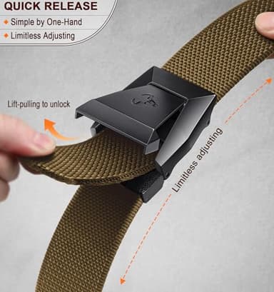 BULLIANT Tactical Belt for Men, Men Stretch Nylon Web Gift Belt 1.5"-Hiking Rigger Military Work-Quick Release(Wood Thrush,28"-32" Waist Adjustable) - Image 3