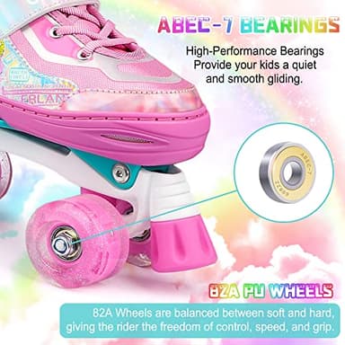 Roller Skates for Kids Girls Boys 4 Size Adjustable Kids Roller Skates with Wheels Light up for Children, Teens, Beginner & Advance, Indoor Outdoor (Medium, A-Pink) - Image 7