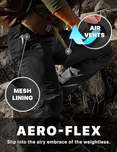 CQR Men's Quick Dry Tactical Pants, Water Resistant Outdoor Pants, Lightweight Stretch Cargo Work Hiking Pants, Rocky Z Black, 36W x 34L - Image 5