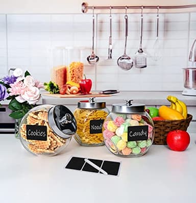 Glass Cookie Jars for Kitchen Counter (3 Pack) 75oz Food Storage Canisters with Airtight Lids + Marker & Labels, Coin & Penny Jar for Candy Buffet, Coffee, Laundry Detergent Holder - Image 8