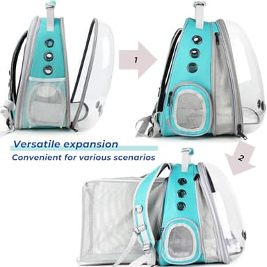 Lollimeow Cat Carrier Backpack, Bubble Dual Expandable Backpack Carrier, Pets and Small Dogs,Airline-Approved, Designed for Travel, Hiking, Walking & Outdoor Use (Dual Expandable-Green) - Image 3