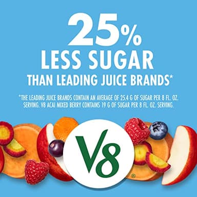 V8 Acai Mixed Berry 100% Fruit and Vegetable Juice, 46 fl oz Bottle (6 Pack) - Image 4