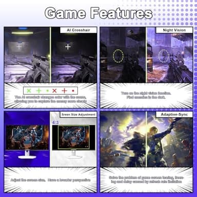 Amzfast 25 Inch White Gaming Monitor 320Hz/300Hz/240Hz, FHD 1080P 1ms Fast IPS Monitor, 12 Months Warranty Exchange (HDMI & DP Dual Cable) TÜV Rheinland Eye Care | AI Crosshair, Night Vision Function - Image 6