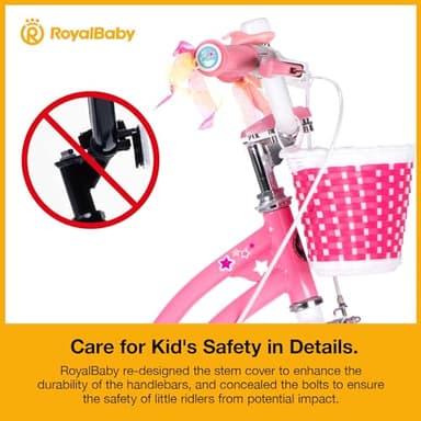 RoyalBaby Stargirl Kids Girls Bike Bicycle with Basket Training Wheels Kickstand 16 Inch Pink - Image 8