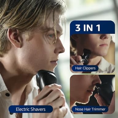 rategist Cordless Electric Razor for Men: 3-in-1 Shaver for Beard/Nose/Sideburns - IPX7 Waterproof Travel Kit - Turbo Speed & Precision Blades - Image 3