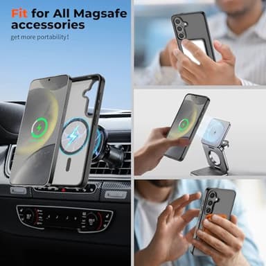 SUPFINE Magnetic for Samsung Galaxy S24 Plus Case / S25 Plus Case(Compatible with MagSafe) (Military Grade Drop Protection) Slim Translucent Shockproof Phone Case,Black - Image 3