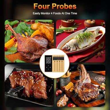Smart Wireless Meat Thermometer - 4 Ceramics Probes,Upgraded Large Split Screen, Temperature Alert, Long-Range Bluetooth App or Host Control for iOS & Android, Perfect for BBQ, Oven, Grill, Kitchen - Image 4