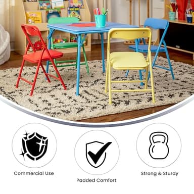 Flash Furniture Mindy Kids 5-Piece set Folding Square Table and Chairs Set for Daycare and Classrooms, Children's Activity Table and Chairs Set, Multicolor - Image 7