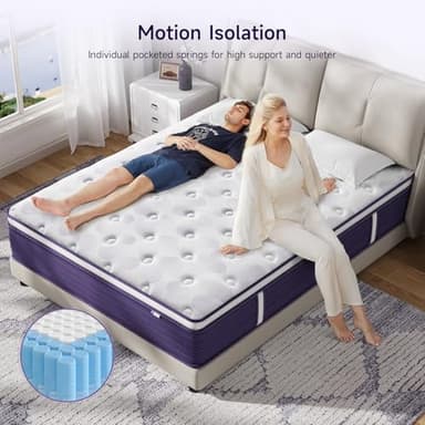 King Mattress, 12 Inch Hybrid Mattress in a Box with Handles, Lavender Gel Memory Foam Bed Pad, Pocket Springs for Motion Isolation & Edge Support, 365 Night Trial, Fiberglass-Free, CertiPUR-US - Image 6