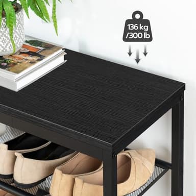 HOOBRO Shoe Bench, 3-Tier Shoe Rack, Industrial Shoe Organizer Storage Bench, 29.5 inches Entry Bench with Mesh Shelves, for Entryway, Living Room, Hallway, Easy Assembly, Black BB75HX01 - Image 6