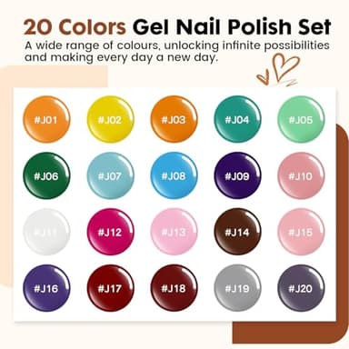 JEWHITENY 23 PCS Gel Nail Polish Set 20 Color Jelly-like Nail Polish Suitable for Salon and Home DIY Manicure - Image 2