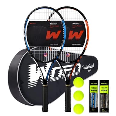Adult 2 Player Tennis Racket Perfect for Beginner and Professional Players, 27” Speed Tennis Racquet Include Tennis Balls, Overgrips, Tennis Bag, Vibration Dampe, Cover - Image 1