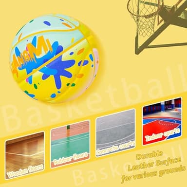 Kuangmi Painting Kids Basketball, Youth Size 5(27.5"), for Junior Children Boys Girls Indoor & Outdoor - Image 4