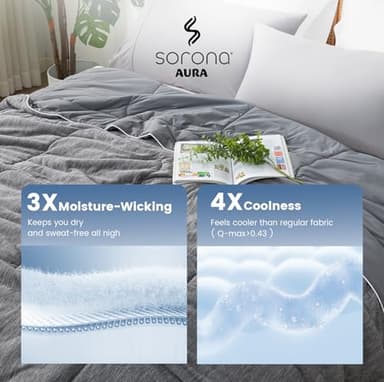 Amélie Home Cooling Comforter Queen Size, Dual-Sided Lightweight Cooling Blanket for Hot Sleepers, Q-Max 0.43 Breathable Cooling Quilt for Night Sweats, 90" x 90", Heather Charcoal Grey - Image 3