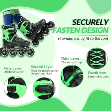 SUPER YOUNGSTER Adjustable Inline Skates for Boys Girls Ages 4-12 with Light Up Wheels, Roller Skates Blades for Youth Kids Indoor & Outdoor Beginners - Image 4