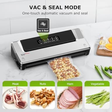 Bonsenkitchen Vacuum Sealer Machine with 40 Bags | Compact Food Sealer for Kitchen Storage & Meal Prep | Multiple Modes​​ | External Vacuum System, Silver​​ - Image 4