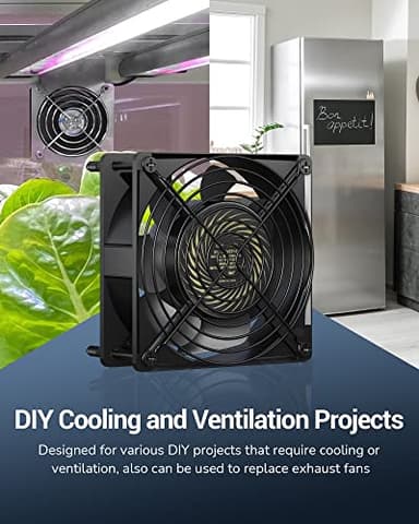 DEWENWILS 2 Pack 120V AC Fan, Waterproof Exhaust Fan 120mm, 18W 2850RPM 90CFM, DIY Cooling Fan for Refrigerator, Computer Case, Compressor Engine, Generator, UL Listed - Image 7
