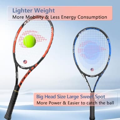 Adult 2 Player Tennis Racket Perfect for Beginner and Professional Players, 27” Speed Tennis Racquet Include Tennis Balls, Overgrips, Tennis Bag, Vibration Dampe, Cover - Image 4