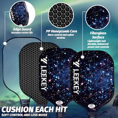 LEEKEY Pickleball Paddles Set of 2 - USAPA Approved Fiberglass Pickleball Racket, Racquet Made of Polypropylene Honeycomb Core,Lightweight Design Pickleball Paddles for Men Women Beginners - Image 3